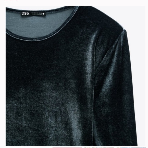 ZARA BLUE Crushed Velvet Shoulder Pad Bodysuit in size Large - Picture 3 of 7